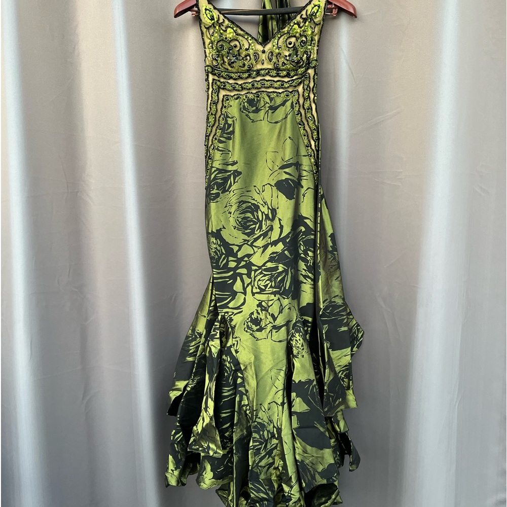 Green with black detail with beading